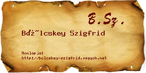 Bölcskey Szigfrid névjegykártya